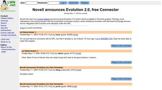 Novell announces Evolution 2.0, free Connector [LWN.net]