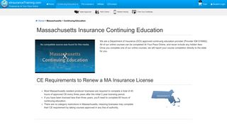 Insurance Continuing Education Online for MA ... - EInsurance Training