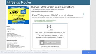 How to Login to the Huawei F2000 Eircom - SetupRouter