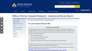Johns Hopkins Institutional Review Boards: Baltimore, MD