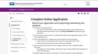 Complete Online Application | Applying to EIS | Epidemic Intelligence ...