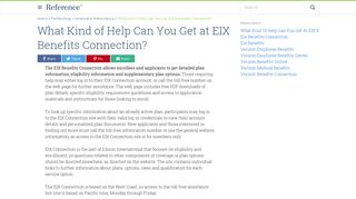 What Kind of Help Can You Get at EIX Benefits Connection ...