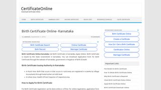 Birth Certificate Online- Karnataka » CertificateOnline