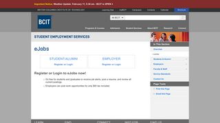 BCIT : : Student Employment Services : : eJobs