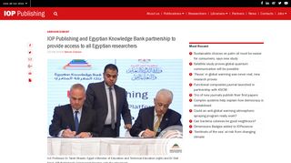 IOP Publishing and Egyptian Knowledge Bank partnership to provide ...