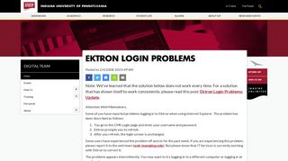 Ektron Login Problems - News - Digital Team - IUP