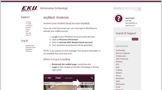 myMail: Students | Information Technology - EKU | Information ...