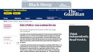 E&L's Policy+ was a minus for me | Money | The Guardian