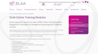 ELAA Online Training Modules - Early Learning Association Australia