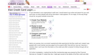 Elan Credit Card Login - Streetdirectory.com