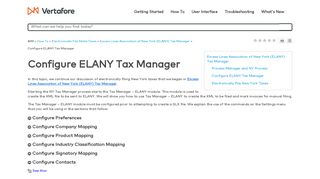 Configure ELANY Tax Manager - Vertafore