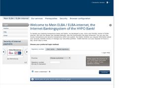 ELBA-internet, the Internet-Bankingsystem of the HYPO Bank!