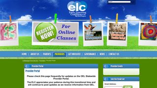 Provider Portal / Providers / A Message From the ELC - ELC