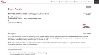 Entry Level Child Care Training (ELCCT) - Oklahoma Professional ...