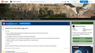 Another fix for the Steam login error : elderscrollsonline - Reddit