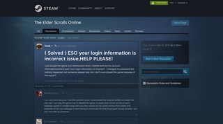 ( Solved ) ESO your login information is incorrect issue,HELP PLEASE ...