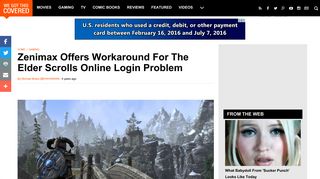 Zenimax Offers Workaround For The Elder Scrolls Online Login Problem