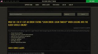Login Error: Login Timeout - Support | The Elder Scrolls Online