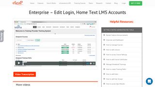 Enterprise - Edit Login, Home Text LMS Accounts - eLeaP