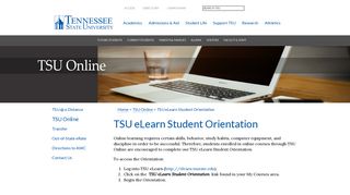 TSU eLearn Student Orientation - Tennessee State University