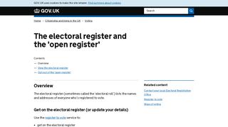 The electoral register and the 'open register' - GOV.UK