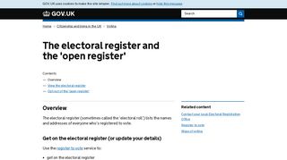 The electoral register and the 'open register' - GOV.UK