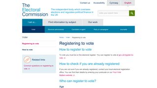 Electoral Commission | Registering to vote