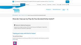 How do I top up my pay as you go electricity meter? | Electric Ireland ...
