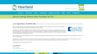 Electro Savings Names New President & CEO | Heartland Credit ...