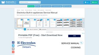 ELECTROLUX BUILT-IN APPLIANCES SERVICE MANUAL Pdf ...