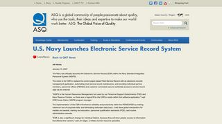 U.S. Navy Launches Electronic Service Record System - ASQ