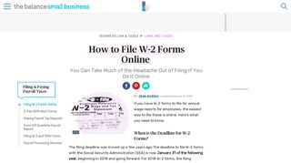 File Your W-2 Forms Online - The Balance Small Business