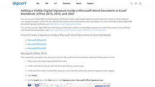 Adding a Visible Digital Signature inside a Microsoft Word ... - DigiCert