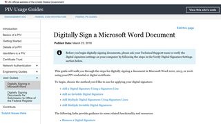 Digitally Sign a Microsoft Word Document | PIV Usage Guides