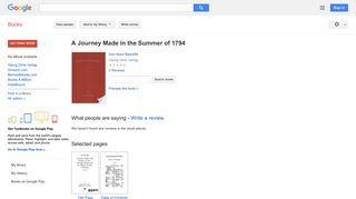 A Journey Made in the Summer of 1794