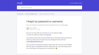 I forgot my password or username | Elegant Themes Help Center