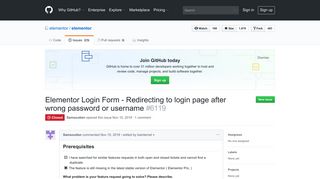 Elementor Login Form - Redirecting to login page after wrong ... - GitHub