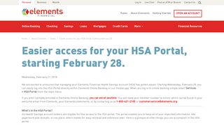 Easier access for your HSA Portal, starting ... - Elements Financial