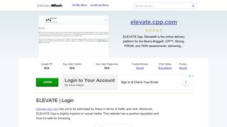 Elevate.cpp.com website. ELEVATE | Login.