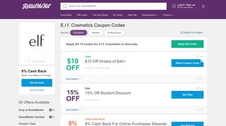 $10 Off e.l.f. Cosmetics Coupons: Coupon Codes - RetailMeNot