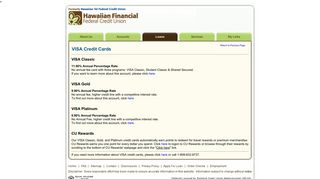 Hawaiian Financial FCU - VISA Credit Cards