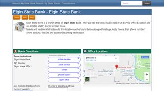 Elgin State Bank in Elgin Iowa - 241 Center Hours and Directions