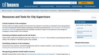 Resources and Tools for City Supervisors – City of Toronto