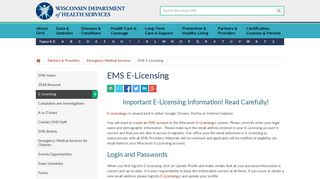 EMS E-Licensing | Wisconsin Department of Health Services
