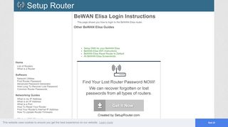 How to Login to the BeWAN Elisa - SetupRouter