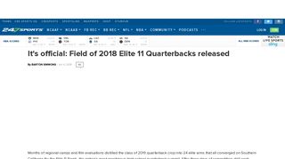 It's official: Field of 2018 Elite 11 Quarterbacks released - 247Sports