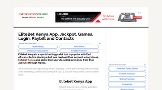 EliteBet Kenya App, Jackpot, Games, Login, Paybill and Contacts