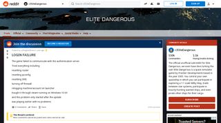 LOGIN FAILURE : EliteDangerous - Reddit