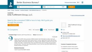 Elite Fulfillment Group, LLC. | Complaints | Better Business Bureau ...