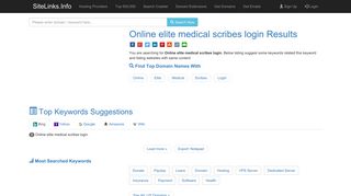 Online elite medical scribes login Results For Websites Listing